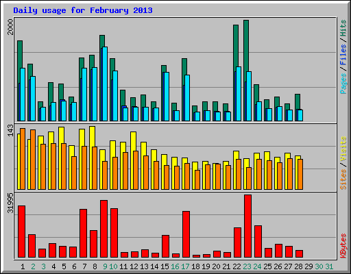 Daily usage for February 2013