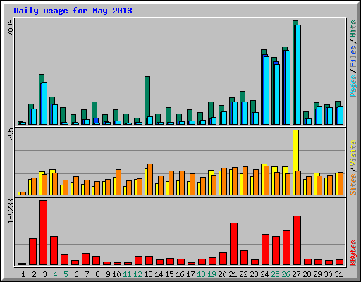 Daily usage for May 2013