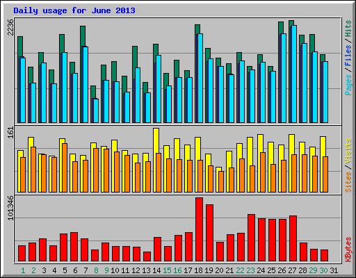 Daily usage for June 2013