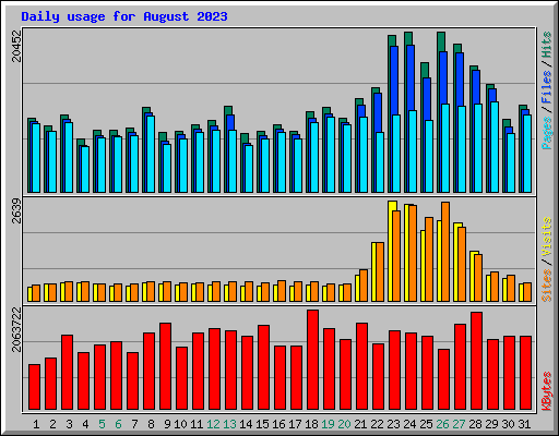 Daily usage for August 2023