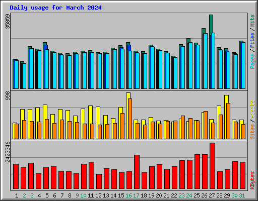 Daily usage for March 2024