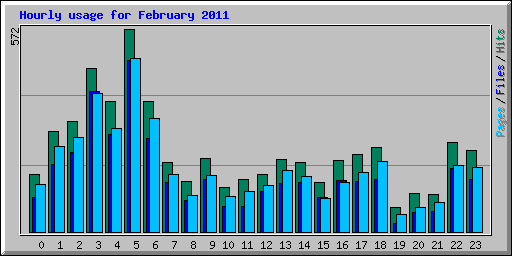 Hourly usage for February 2011